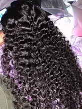 Miss-pelucas de cabello humano brasileño para mujeres negras, sin pegamento, ondas profundas rizadas, 13x4, con encaje Frontal, Frontal suizo, mojado y ondulado