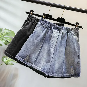 

Ripped Jeans For Women High Waist Plus Size Summer Fashion Loose Softener Mom Wide Leg Denim Shorts 4xl