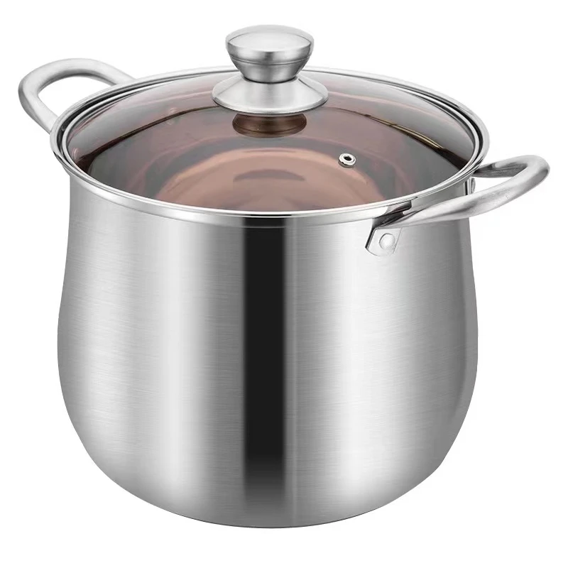 5.5L 7L 9L Household 304 Stainless Steel Soup Pot Extra-high with Double  Bottom Thick
