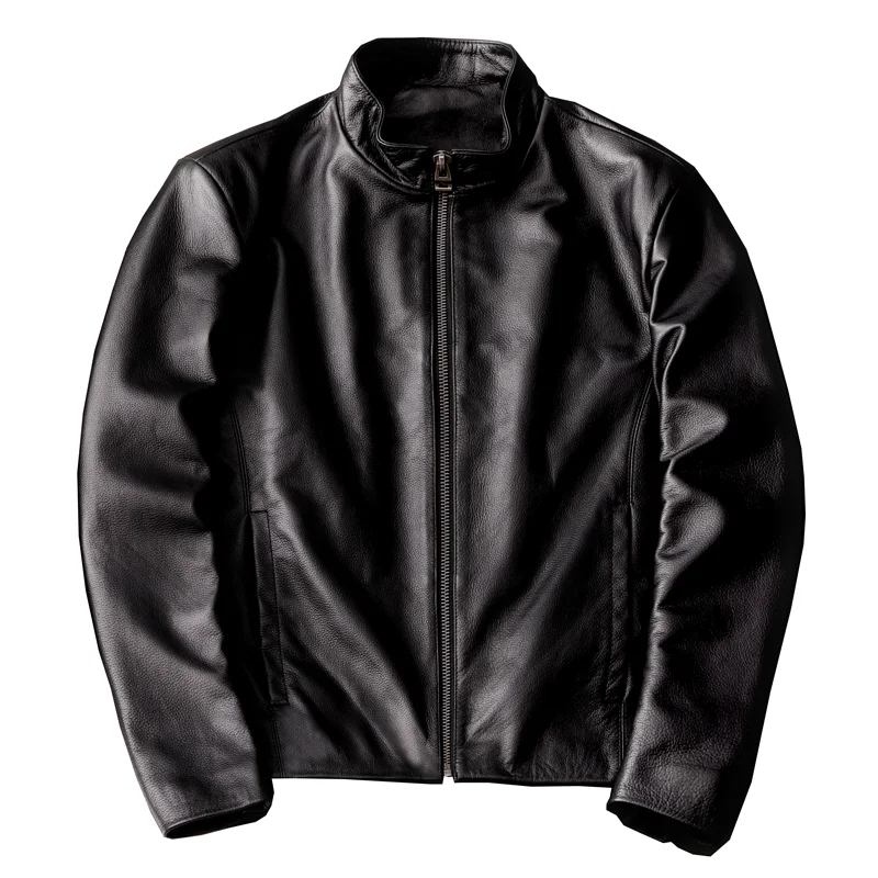 

Real Leather Jacket Men Slim Fit Motorcycle Biker Spring Autumn Mens Genuine Leather Jackets Coats Cowhide Gothic Cowboy Clothes