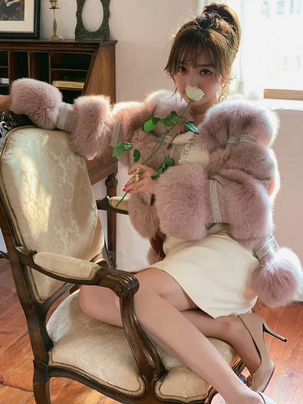 ZDFURS* натуральная Шуба из натурального Лисьего меха, Женский Зимний натуральный жилет, Толстая теплая длинная куртка с рукавами, верхняя одежда, пальто