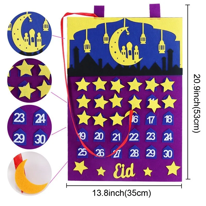Ramadan Countdown Felt Calendar Ramadan Decorations For Home - Image 3