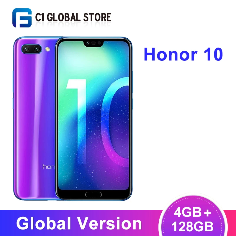 Глобальная версия Honor 10 4 Гб 128 ГБ смартфон Kirin 970 четыре ядра 5 84 дюйма 24 Мп + 16 МП