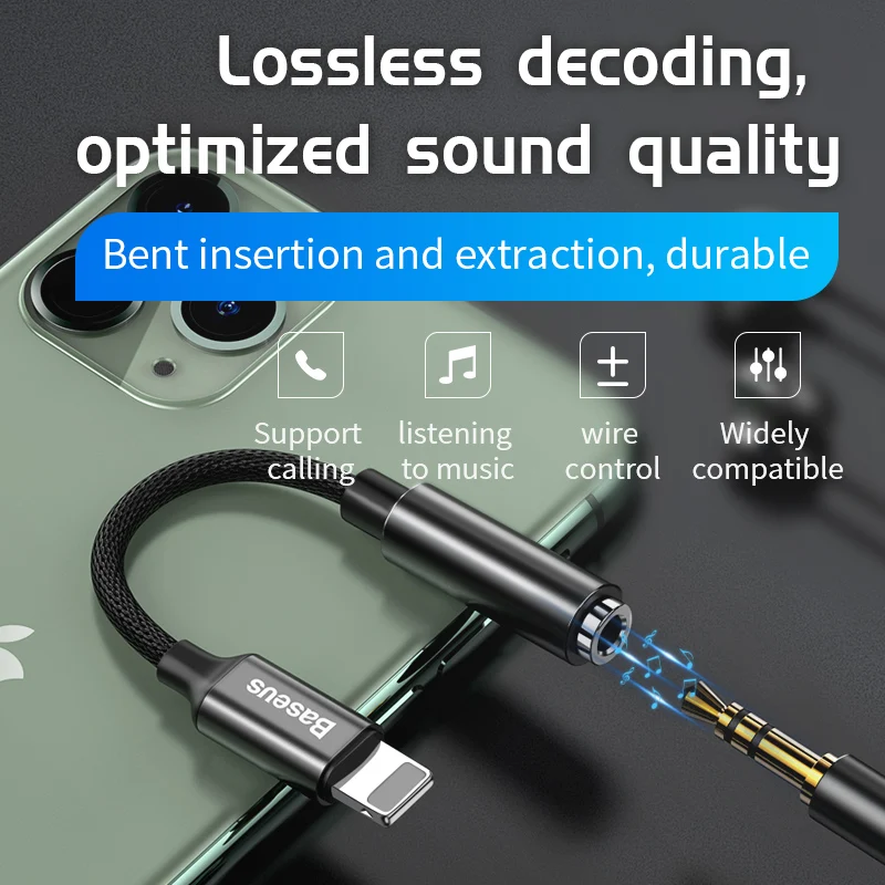 Original For Apple Lightning to 3 5mm headphone jack adapter for iPhone xs max xr 8 7 6 5 11 ipad pro Audio converter aux cable