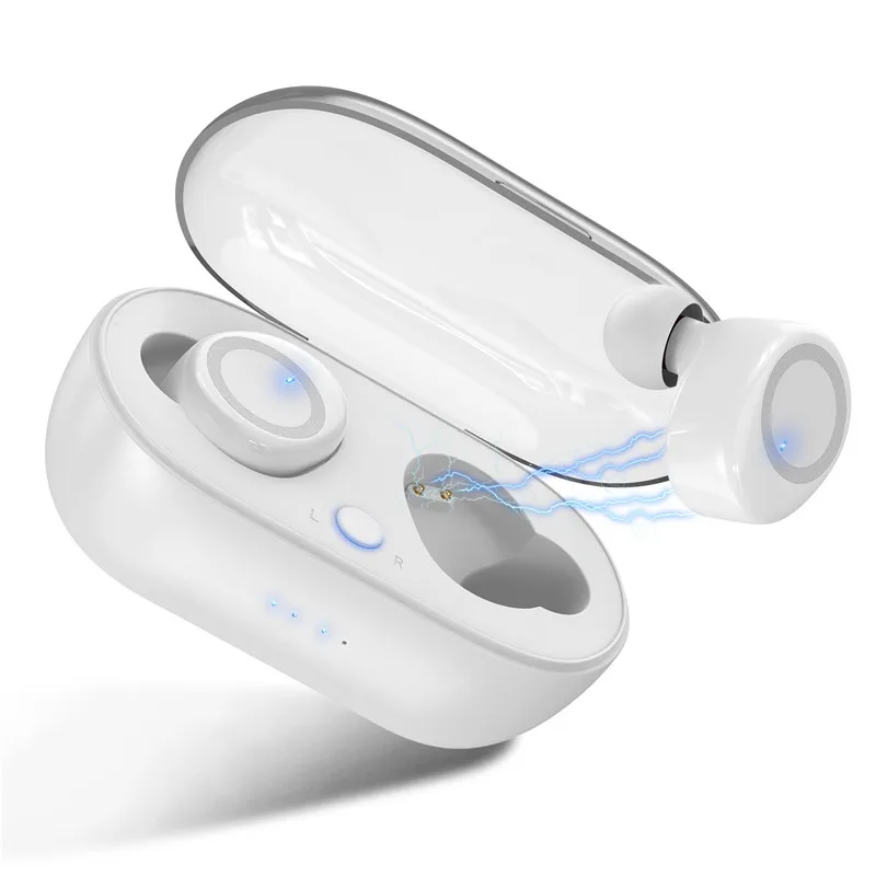 TWS 5,0 Bluetooth наушники 3D стерео беспроводные наушники HiFi Звук без задержки с микрофоном и зарядной коробкой для всех телефонов - Цвет: White Silver