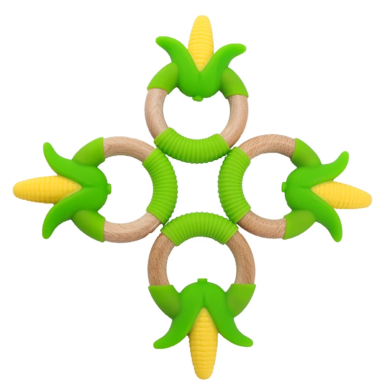 Chenkai 5PCS Silicone Corn Teether Baby Cute Toothbrush Dummy Chewing Sensorying Food Grade DIY Chew Bracelet Necklace Kids Toys