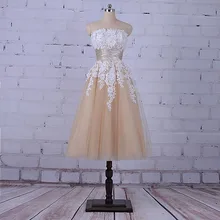 Свадебные платья длиной до середины икры цвета шампанского, белое кружевное платье невесты, короткие свадебные платья с рукавом-крылышком и v-образным вырезом на спине, Vestido de Noiva Curto