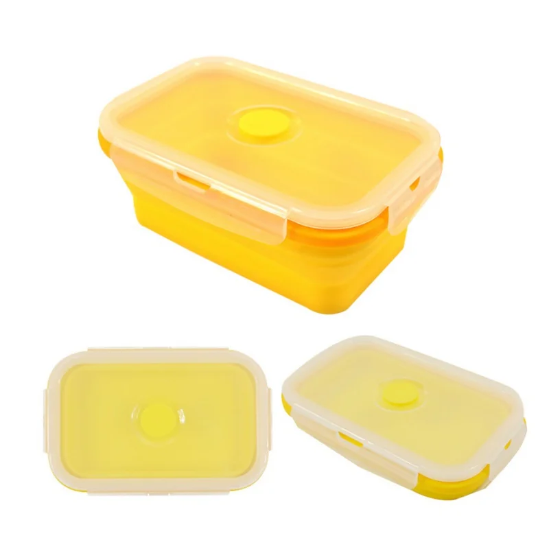  Kitchen Food Storage Container Lock Foldable Silicone Fresh Box Lunch Box x