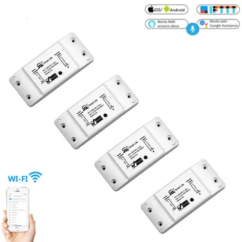 

DIY WiFi Smart Light Switch Universal Breaker Timer Wireless Remote Control Works with Alexa Google Home Smart Home 4Pieces