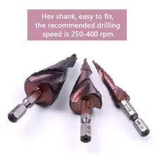 

3Pcs 1/4'' 6.35mm Shank Spiral Grooved Step Drills Bit HSS-CO 3-12mm 4-22mm 6-24mm for Metalworking Drill Bit