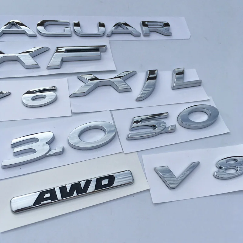 

Letters Numbers V6 V8 AWD 3.0 5.0 XF XJL Emblem for Jaguar Badge XJ XE F-TYPE F-PACE Fender Middle Trunk Car Styling Sticker