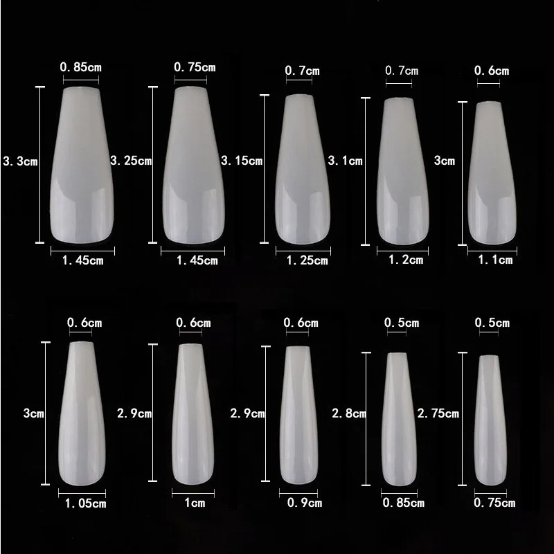 100 шт./кор. накладные ногти Поддельные гроб ногти искусственные Нейл Арта, набор для длинные балерина Форма полное покрытие для ногтей, набор для маникюра 10 различных размеров
