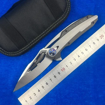

LEMIFSHE ZT0999 Flipper folding knife M390 blade titanium alloy + CF handle outdoor camping kitchen fruit knife EDC tool