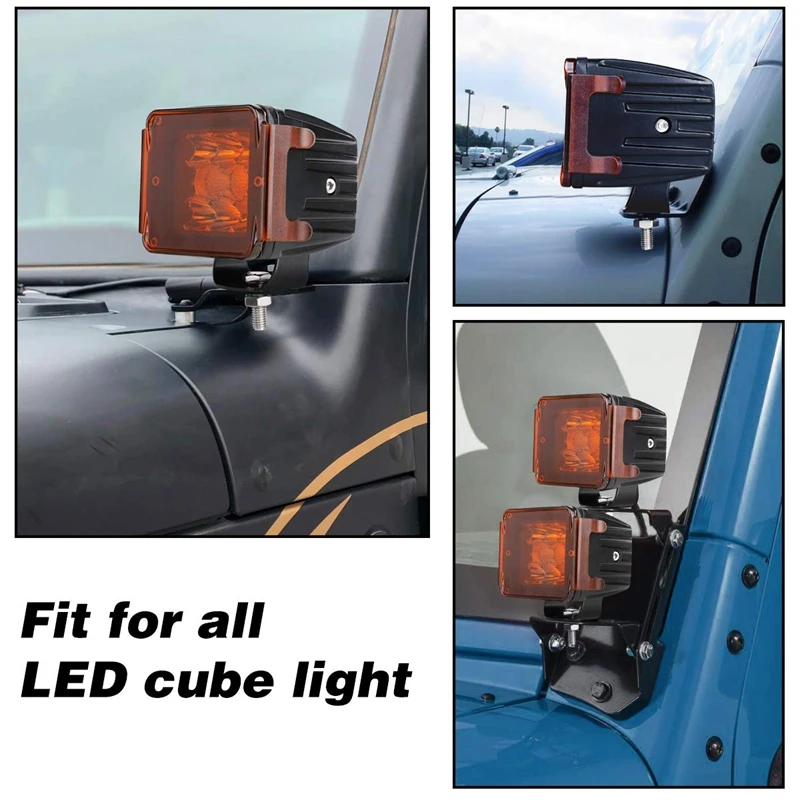 2 Pcs 3 Inch Amber Led Pod Covers Square Light Bar Cube Protective Polycarbonate Lens | Автомобили и мотоциклы