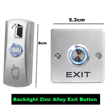 Backlight Zinc Alloy GATE DOOR Exit Button Switch For Access Control System Push Gate Release Button Switch NC/NO/COM/GND/12V+ 1