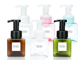 

Wholesale 250ML PETG Soap foam pump bottle Square bubble flask Cosmetic Split foam bottle