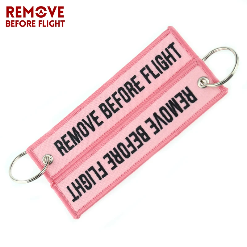 3 TEILE/LOS Mode Schmuck Keychain für Autos Motorräder Stickerei Schlüssel Kette Rosa Schlüssel Fob ENTFERNEN VOR FLUG Rosa Keychain Tags