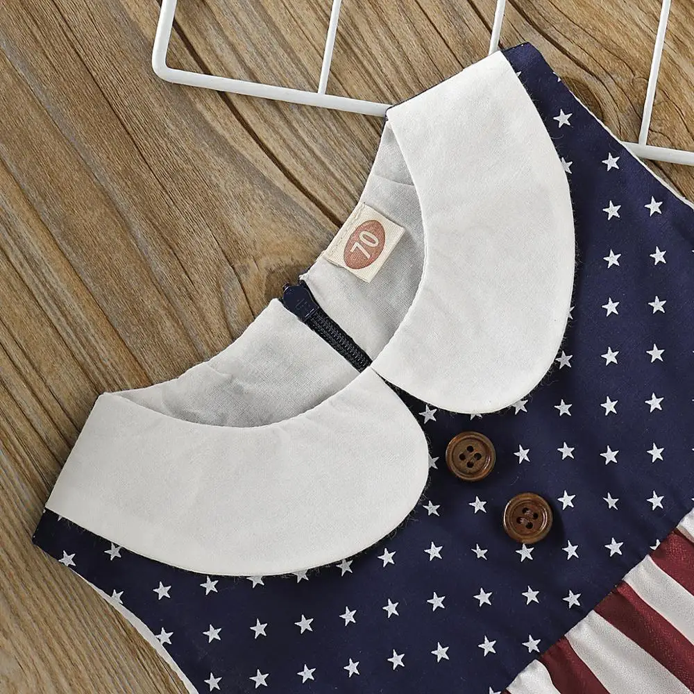 Fourth of July Newborns Baby Bodysuits for Girls Summer Sleeveless Body Tops Clothes Cotton Toddler Infant Jumpsuits 4th of July