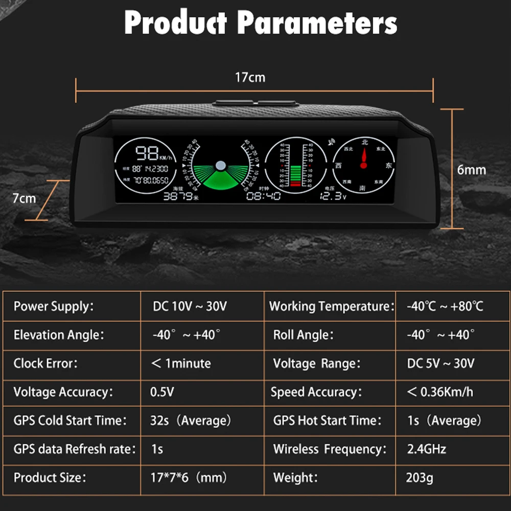 Mr Cartool Автомобильный бортовой компьютер gps HUD измеритель наклона компас