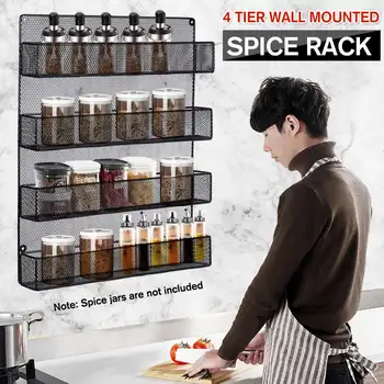 

NEW 4 Layers Kitchen Spice Rack Cabinet Organizer Wall Door Storage Shelf Holder Save Space Shelves Kitchen Goods
