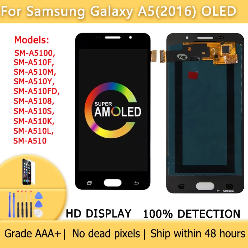 AAA + Super AMOLED дисплей для Samsung Galaxy A5 2016 Φ A510 OLED сенсорный ЖК-экран цифровой сборки