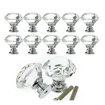 

10pcs Crystal Drawer Handle Diamond Shape​ Cabinet Door Knob Replacement
