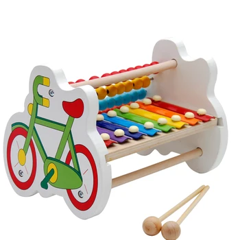 

Children Wooden Multi-function 8 Tones Knocking Piano Bicycle Bead Calculating Frame Early Educational Musical Toy