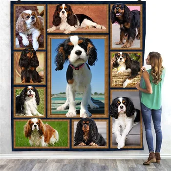 

Pet Dog 3D Quilt Blanket for Kids Adults Bedding Throw Soft Warm Thin Office Blanket with Cotton Quilt