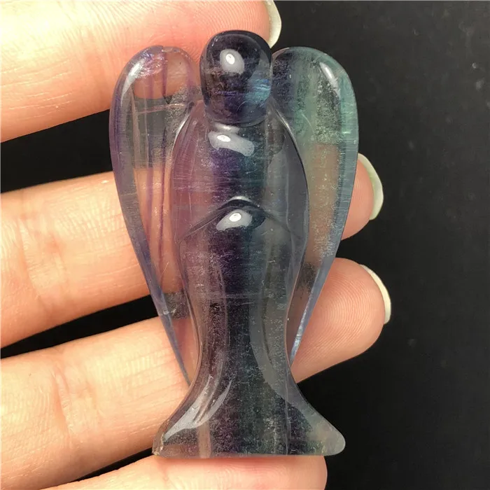 Green fluorite Натуральный кристалл ручной резной Ангел самовыкупа, драгоценный камень аура излечиваюший чакры камень домашний декор - Цвет: Green fluorite