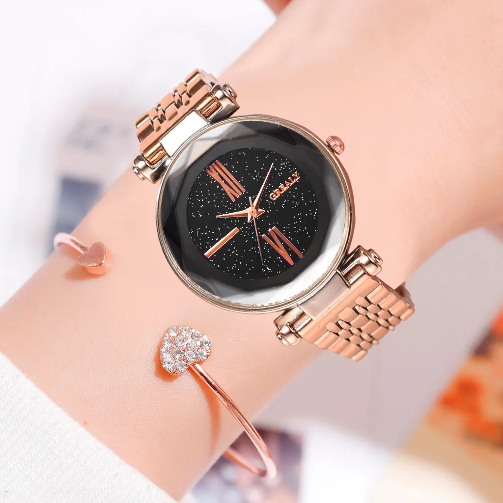 

Elegant New Trend Luxury Starry Sky Clock Women Watches Geometric Surface Dial Ladies Quartz Wristwatch Dress Zegarki Damskie