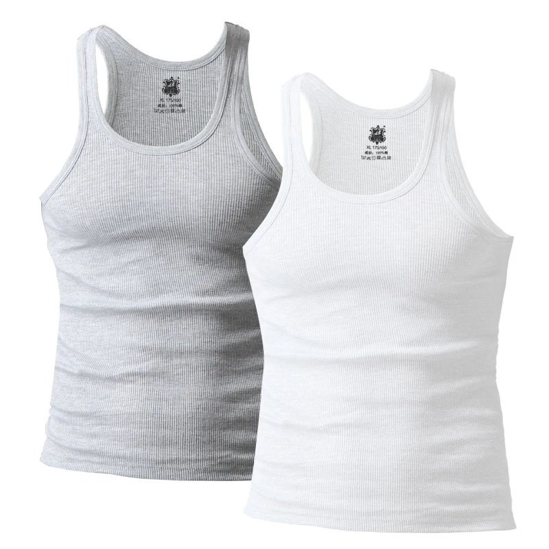 2 pieces/Pack Men Tank tops Cotton Breathable Jogger Vest Slim Rib UnderShirt Male Clothing Summer Singlets Tees | Мужская одежда