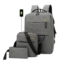 Conjuntos 3 pçs/set Mochila masculina mochila Saco de Ombro das mulheres dos homens Adolescentes meninos e meninas saco de escola Saco Estudante Livro para masculino(China)