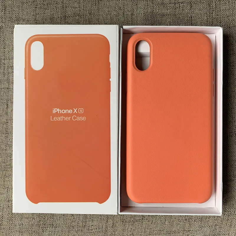 Кнопка для iphone 8 Plus XS Max чехол из искусственной кожи официальный Lo-go Защитный чехол для iphone X XS XR чехол с коробкой - Цвет: Оранжевый