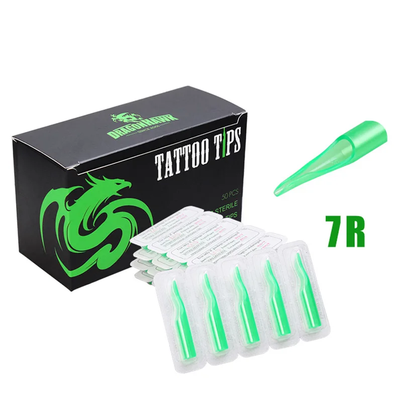 В коробке 50 шт. одноразовые наконечники для татуажа сопло трубка зеленый цвет RT наконечник для тату иглы принадлежности для татуажа - Номер модели: 7RL