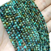 Fine 100% Natural Stone African Turquoise Faceted Gemstone Round Spacer Beads For Jewelry Making  DIY Bracelet Necklace 2/3/4MM 1