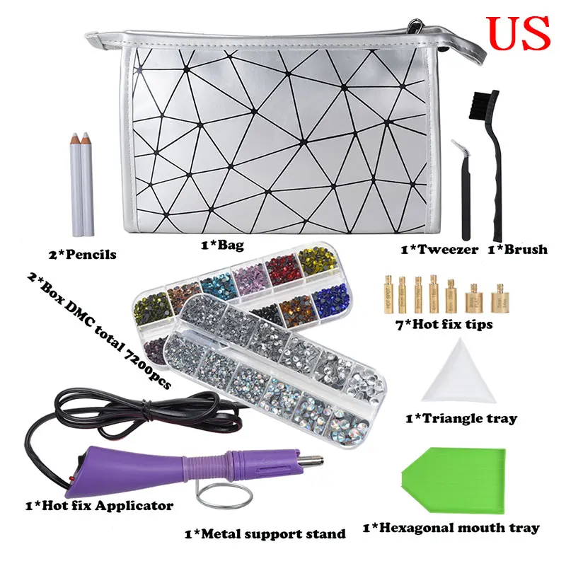 tailoring marker pencil Fast Heated 7200Pcs Hotfix Rhinestone Set/Hotfix Applicator Set Iron-on Wand Heat-fix Tool Gun Hot Fix Rhinestones Glass Diamond dressmaking supplies Fabric & Sewing Supplies