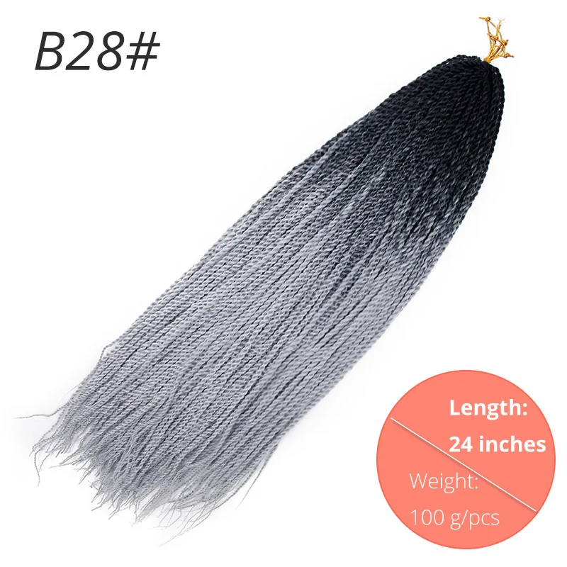 AISI BEAUTY Ombre Senegalese завивка, плетение волос 14 18 24 дюймов Синтетические косички для наращивания крючком наращивание волос Черный Коричневый Женский - Цвет: B28