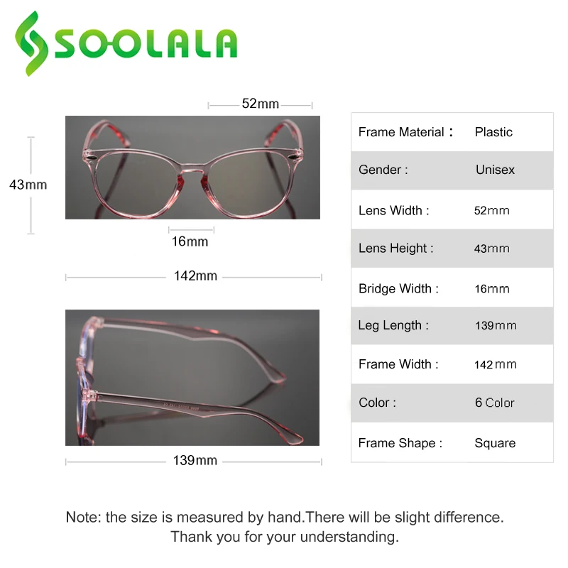 SOOLALA Anti Blue Light Reading Glasses Women Men Clear Lens Eyeglasses Frame Presbyopic Glasses Reading 1.0 1.5 1.75 2.0 to 4.0