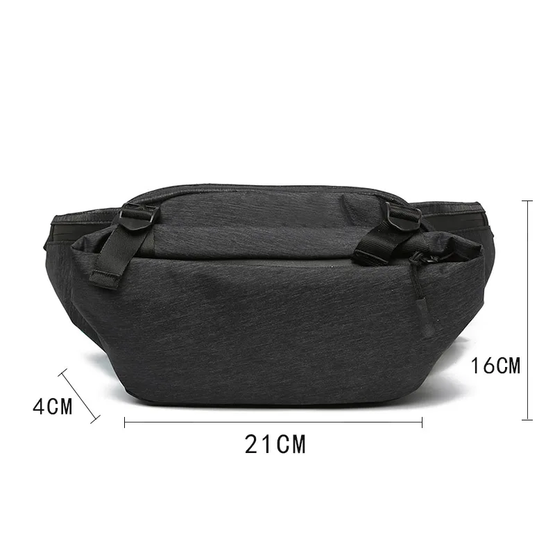 New Male Fanny Pack Men Chest Bag Streetwear Bag Money Belt Oxford Banana Bag Kidney High Capacity Young Men Black Fanny Pack