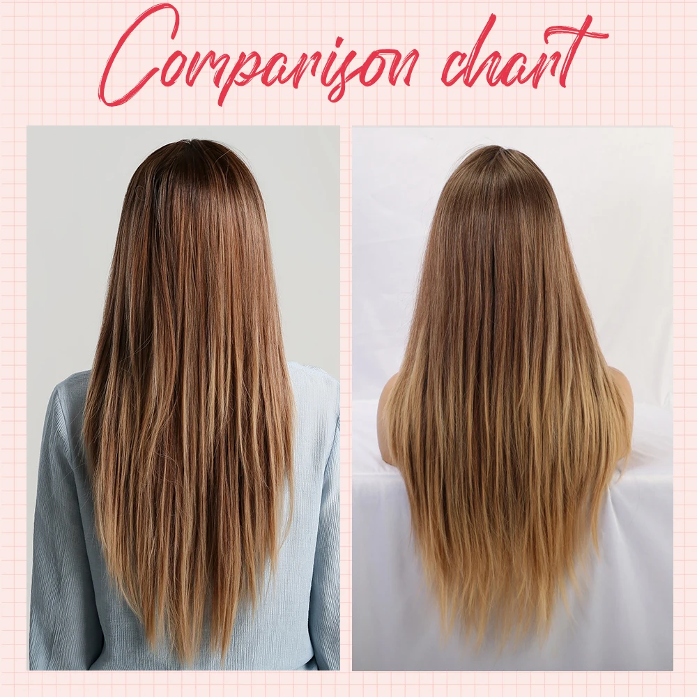 Inhaircube Длинные Синтетические натуральные прямые коричневые Омбре светлые волосы