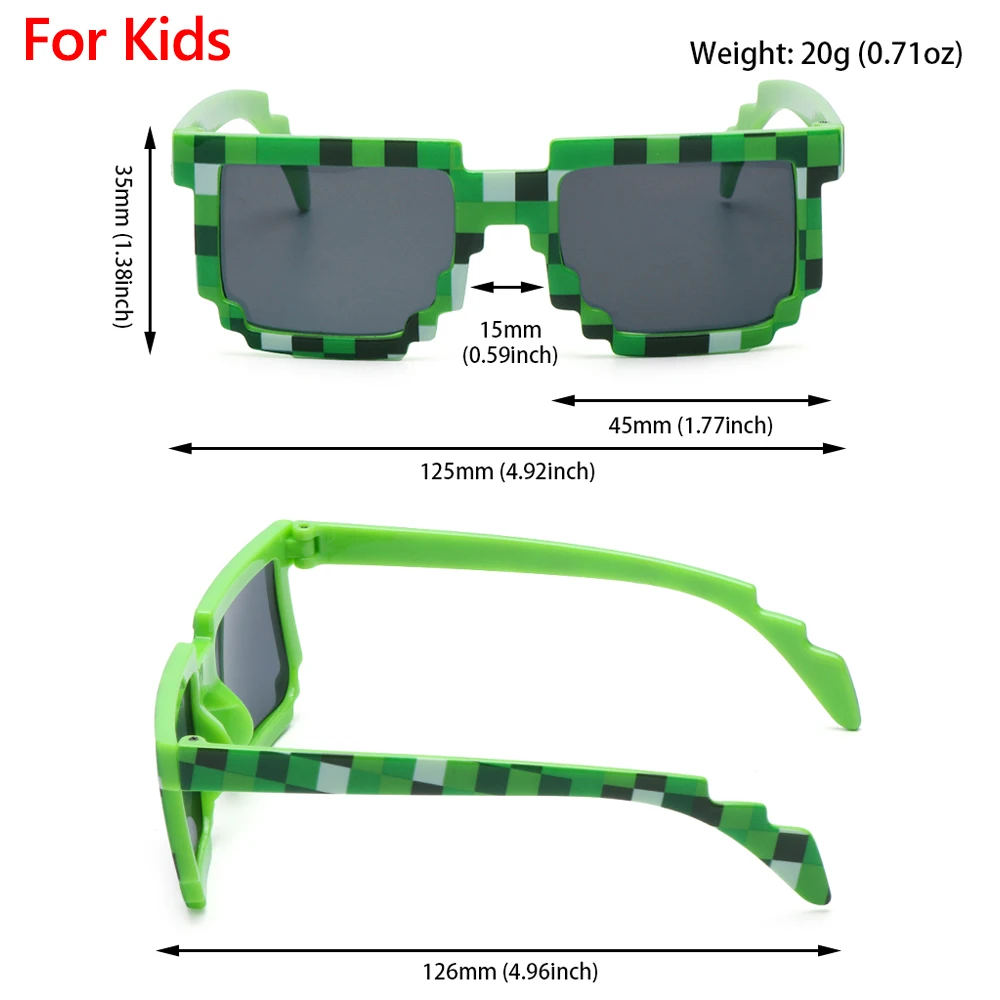 Gift for Kids and Adults Cosplay Toys for Children Thug Life Sunglasses Gamer Robot Sunglasses Favors Pixel Mosaic kids sunglasses