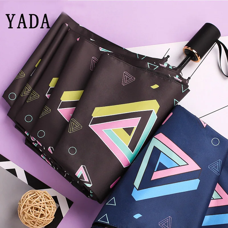 YADA Fashion Custom Figura Geometrica Umbrellas Folding Rain Women Student Umbrella For Womens Windproof Formula Umbrellas YS863