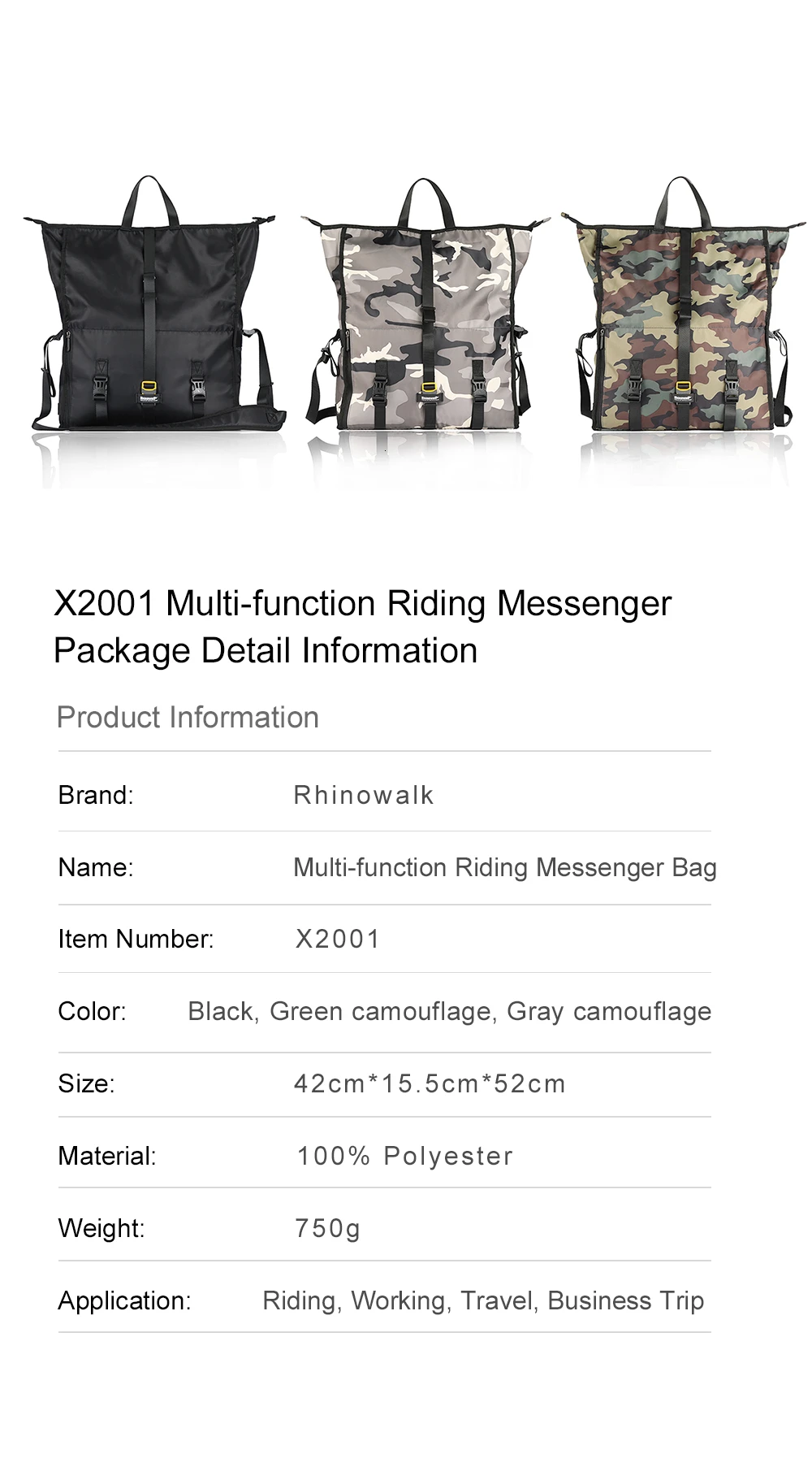 Rhinowalk Camouflage Travel bag Waterproof Men Women Messenger Bag Multifunctional Bicycle Rear Rack Pannier Fitness Bag 18-25L  (8)