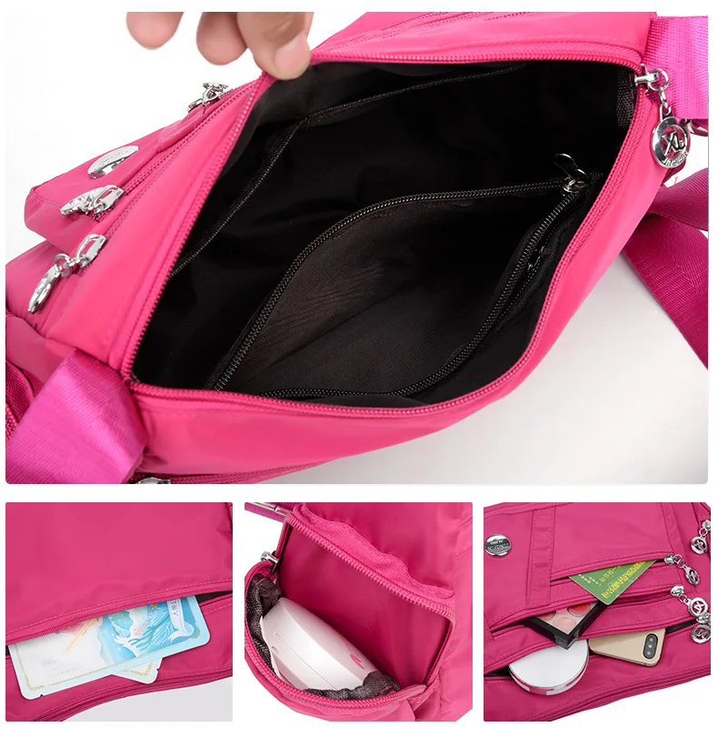 2021 Fashion Women Shoulder Messenger Bag Nylon Oxford Lightweight Waterproof Zipper Package Large Capacity Travel Crossbody Bag