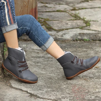 

Women winter boots genuine leather casual ankle Boots Comfortable quality soft handmade flat Shoes boots 2019 winter blue