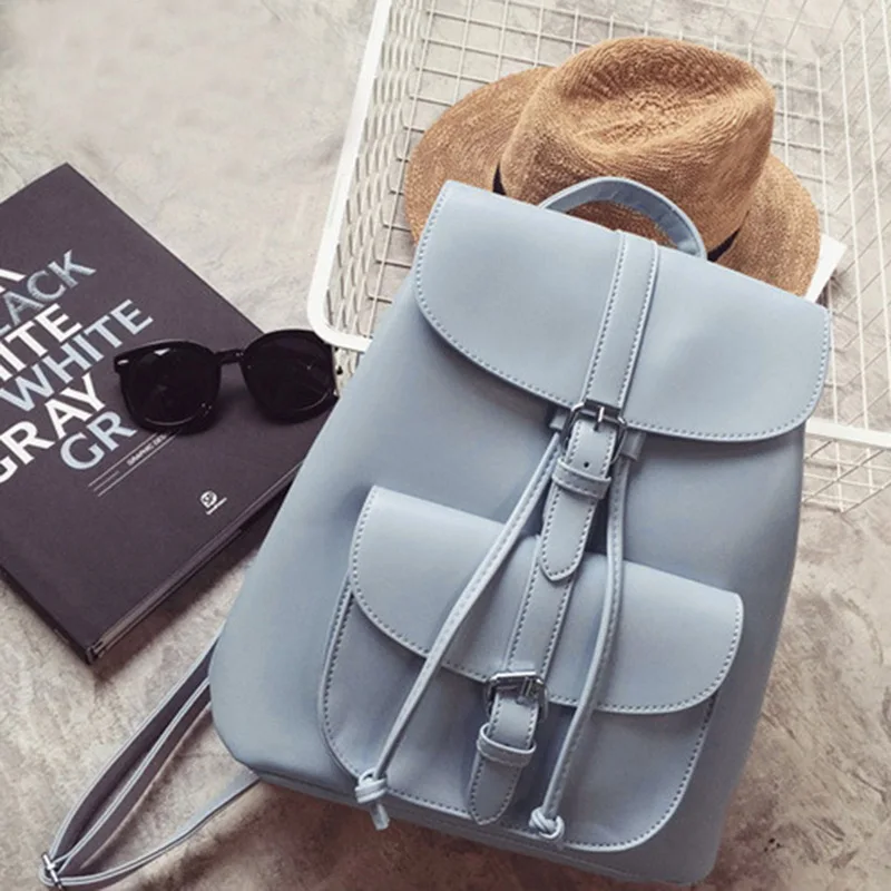 

Litthing Women's Fashion PU Leather Solid Color Drawstring Backpacks Solid Color Casual Travel School Bags 2019 New