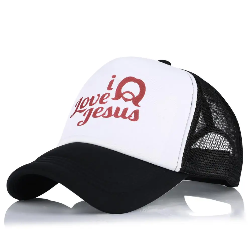 Бейсболка с надписью I LOVE JESUS Christian черная сетчатая дышащая Кепка Дальнобойщик для