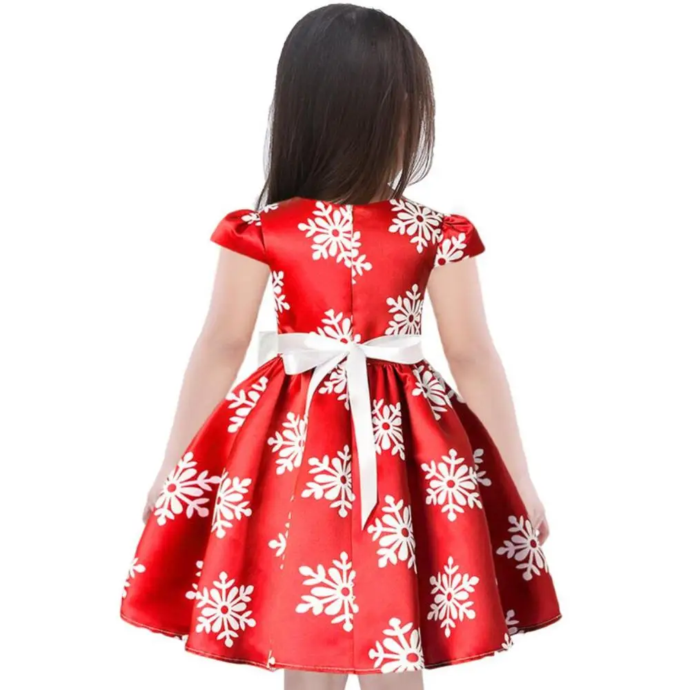 Рождественское платье для девочек; праздничные платья красного и синего цвета; детская одежда для костюмированной вечеринки; платье принцессы со снежинками для девочек; новогодний костюм