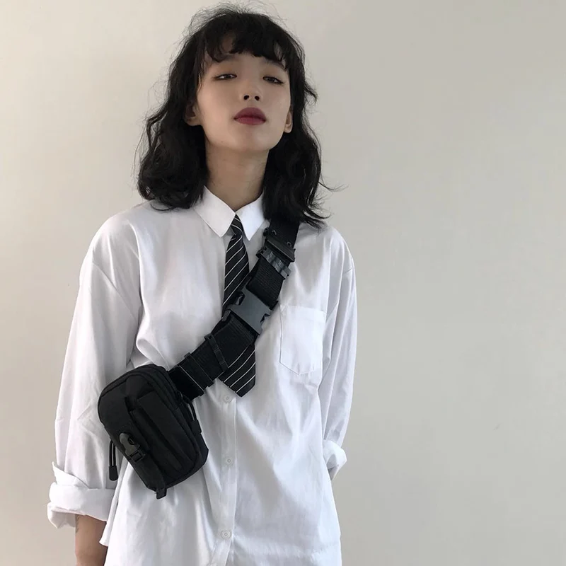 Waist Bag Women Men Fashion Canvas Fanny Pack Mini Ladies Chest Belt Bags Hip Hop Travel Tactical Bum Bag Unisex Phone Purse