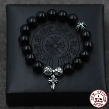 S925 Серебряный браслет стильные персонализированные украшения крест Бусины Панк Хип-хоп стиль пара моделирование подарок на день рождения для любви